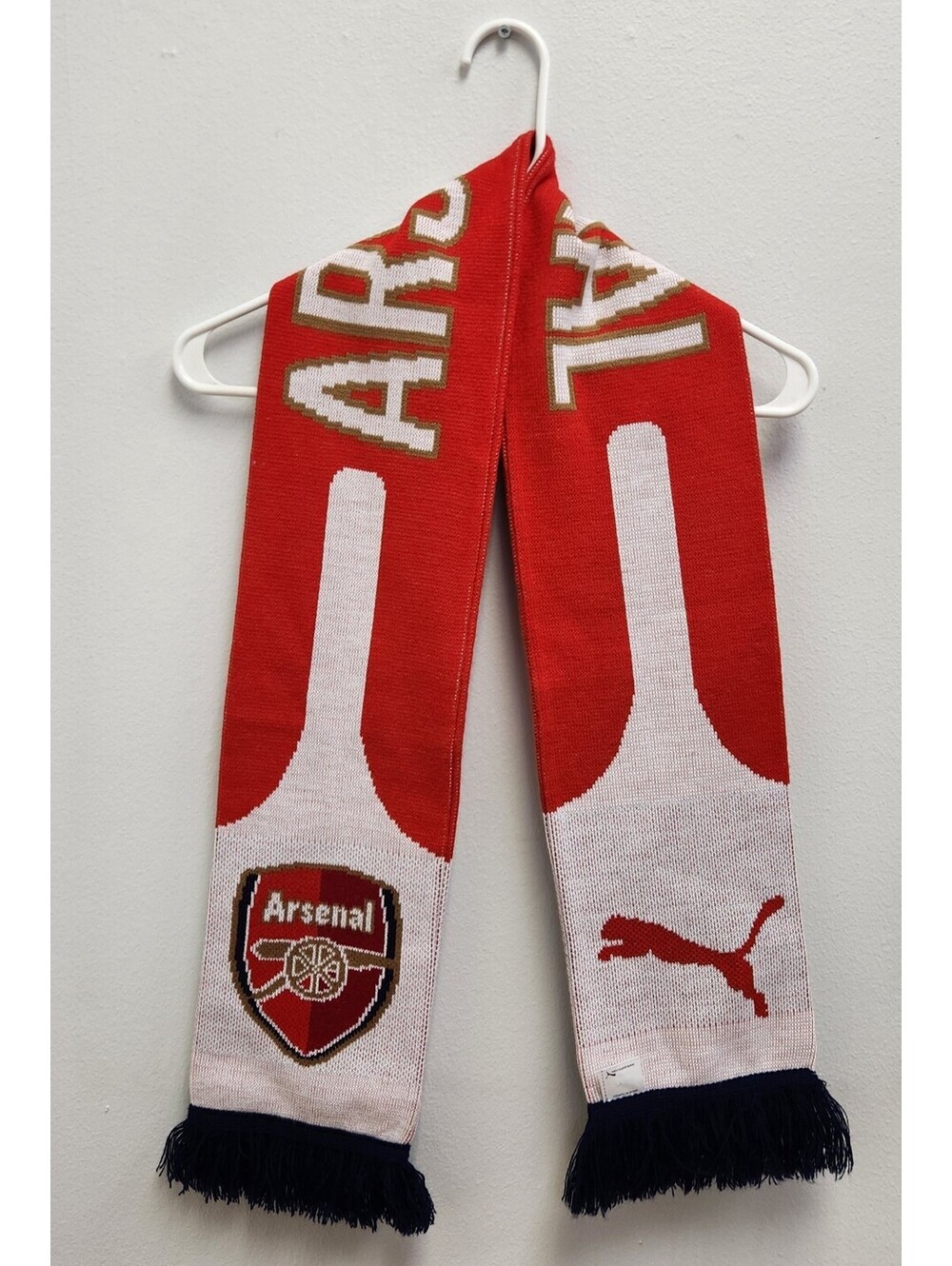 Arsenal FC Puma Soccer Scarf Red White Gunners Logo Official NWOT